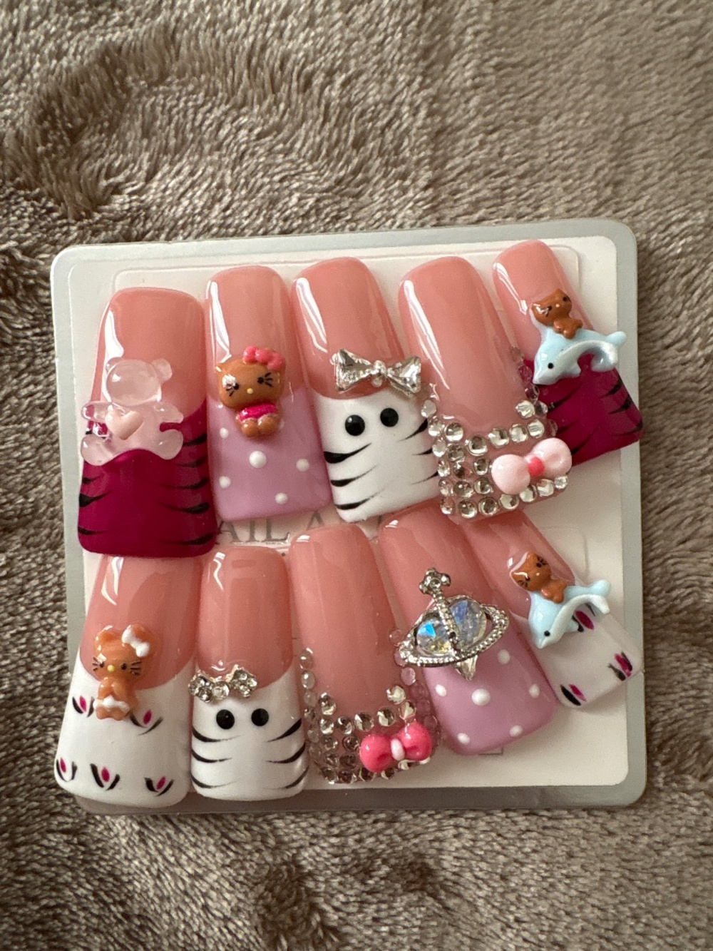 HELLO KITTY INSPIRED PRESS ONS ( Medium )